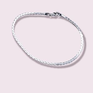 925 Sterling Silver Bracelet Thin Silver Square Box Chain For Women Gift/Anniver